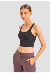 Women's Crop Tops - Sleeveless Crop Tops Built in Sports Bra, Gym Crop Tops Yoga Crop Tops Running Crop Tops for Spring Summer - Dark Soot | Sheveve.com