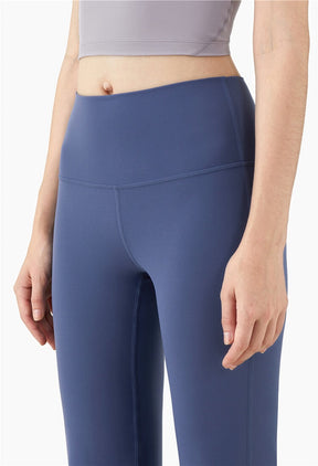 WOMENS FLARE LEGGINGS - HIGH WAISTED FLARE LEGGINGS, YOGA FLARE LEGGINGS SEAMLESS FLARE LEGGINGS FOR LADIES - Ink Blue | Sheveve.com