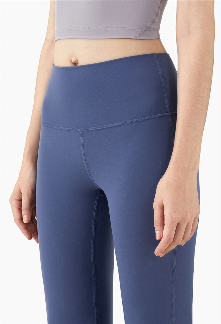 WOMENS FLARE LEGGINGS - HIGH WAISTED FLARE LEGGINGS, YOGA FLARE LEGGINGS SEAMLESS FLARE LEGGINGS FOR LADIES - Ink Blue | Sheveve.com