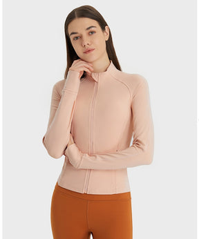 Yoga Jackets for Women - Sports Jackets Super Dry Jackets Zip Up Jackets Define Jacket for Yoga Workout - Light Apricot Pink | Sheveve.com