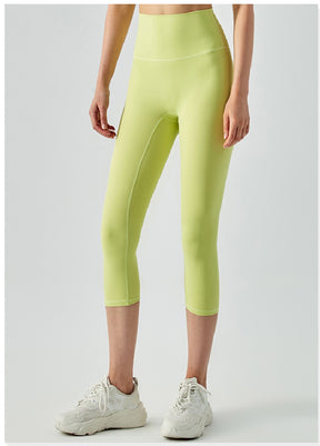 Women's Lime Green Capris Leggings - High Waisted Capris Leggings with Tummy Control, Lightweight Summer Capri Leggings | Sheveve.com