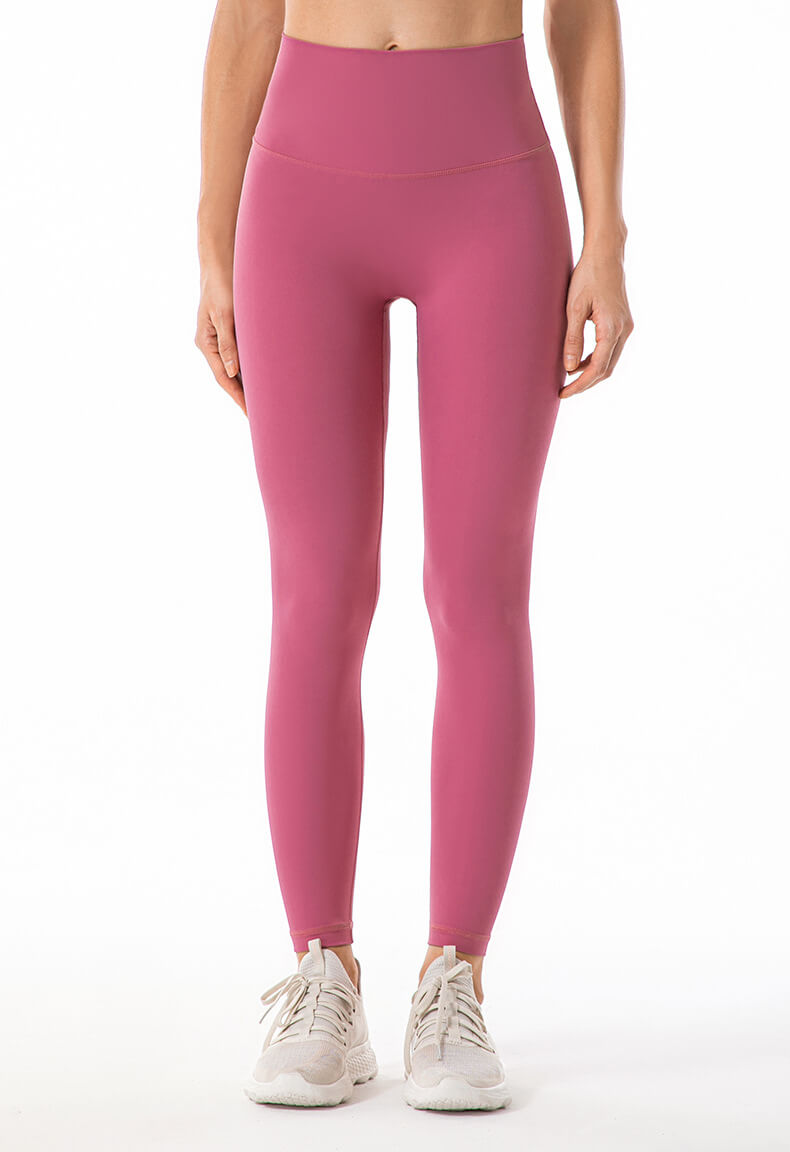 Peach Pink High Waist Leggings for Women - Spandex Leggings Nylon Leggings, Tummy Control Leggings with Inner Pocket | Sheveve.com