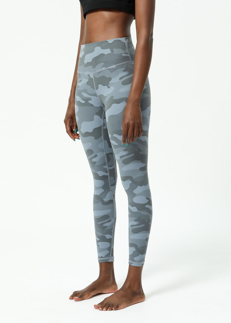 Women's Camo Yoga Pants - Camouflage Yoga Pants High Rise Yoga Pants for Fall, Winter - Sky Blue | Sheveve.com