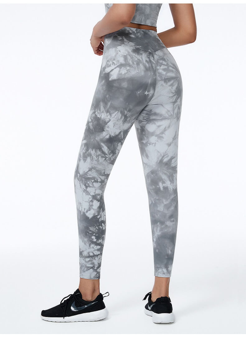 Womens Tie Dye Leggings - Tie Dye Gym Leggings Tie Dye Yoga Leggings, Sweaty Betty Tie Dye Leggings for Fall, Winter - Starry Grey | Sheveve.com