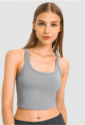 Women's Crop Tops - Sleeveless Crop Tops Built in Sports Bra, Gym Crop Tops Yoga Crop Tops Running Crop Tops for Spring Summer - Streamer Grey | Sheveve.com