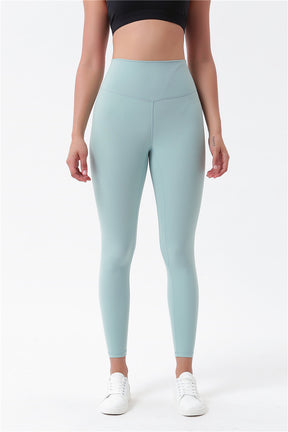 Tight Yoga Pants for Ladies - High Rise Yoga Pants Seamless Yoga Pants with Hidden Waistband Pocket - Water Mirrow Green | Sheveve.com